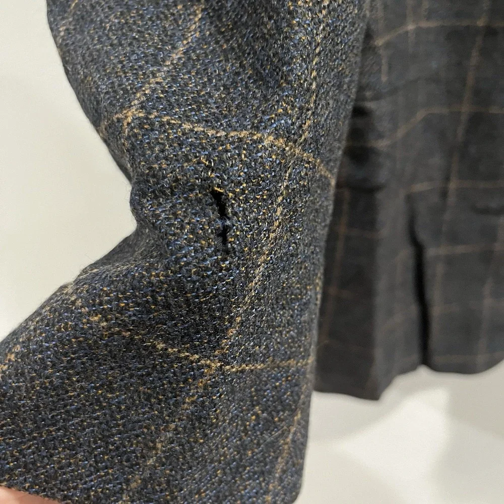 Ermenegildo Zegna Spiritoso Wool Cashmere Glen Plaid Windowpane Blazer 42R READ